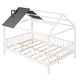 preview thumbnail 5 of 33, Full Size Wood House Bed with Fence, Playhouse Design for Kids, Sturdy Pine Construction, Customizable Decor