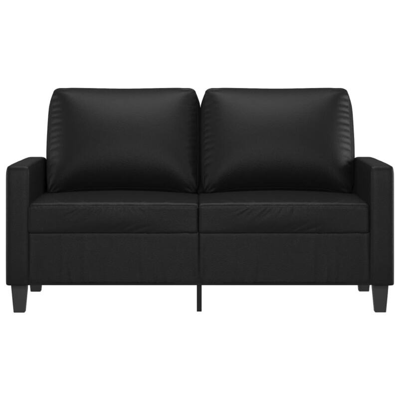 Otis 2 Seater Sofa, Sleek Black Faux Leather Cushions, 54 Inch