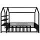 preview thumbnail 8 of 10, Full Size House shape Platform Bed with 3-Removable Storage Shelves, Metal Kids Bed Frame with Fence-shaped Guardrail, Black