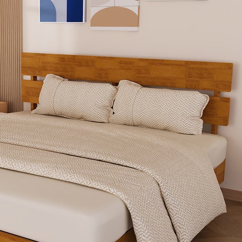 Solid Wood Modern Platform Bed Frame with Headboard