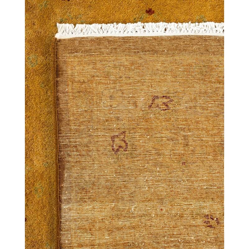 Overton Hand Knotted Wool Vintage Inspired Modern Contemporary Overdyed Gold Area Rug - 6' 2" x 14' 10"