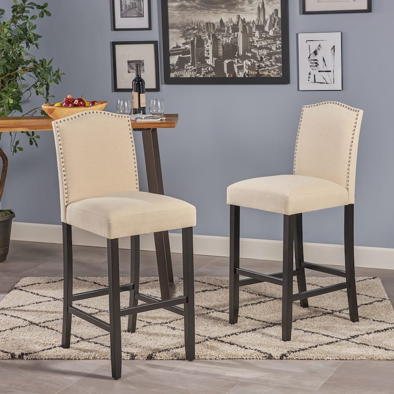Logan 30-inch Fabric Backed Barstool by Christopher Knight Home (Set of 2) - 18.63" D x 22.00" W x 45.00" H - Set of 2 - Ivory - Bar Height