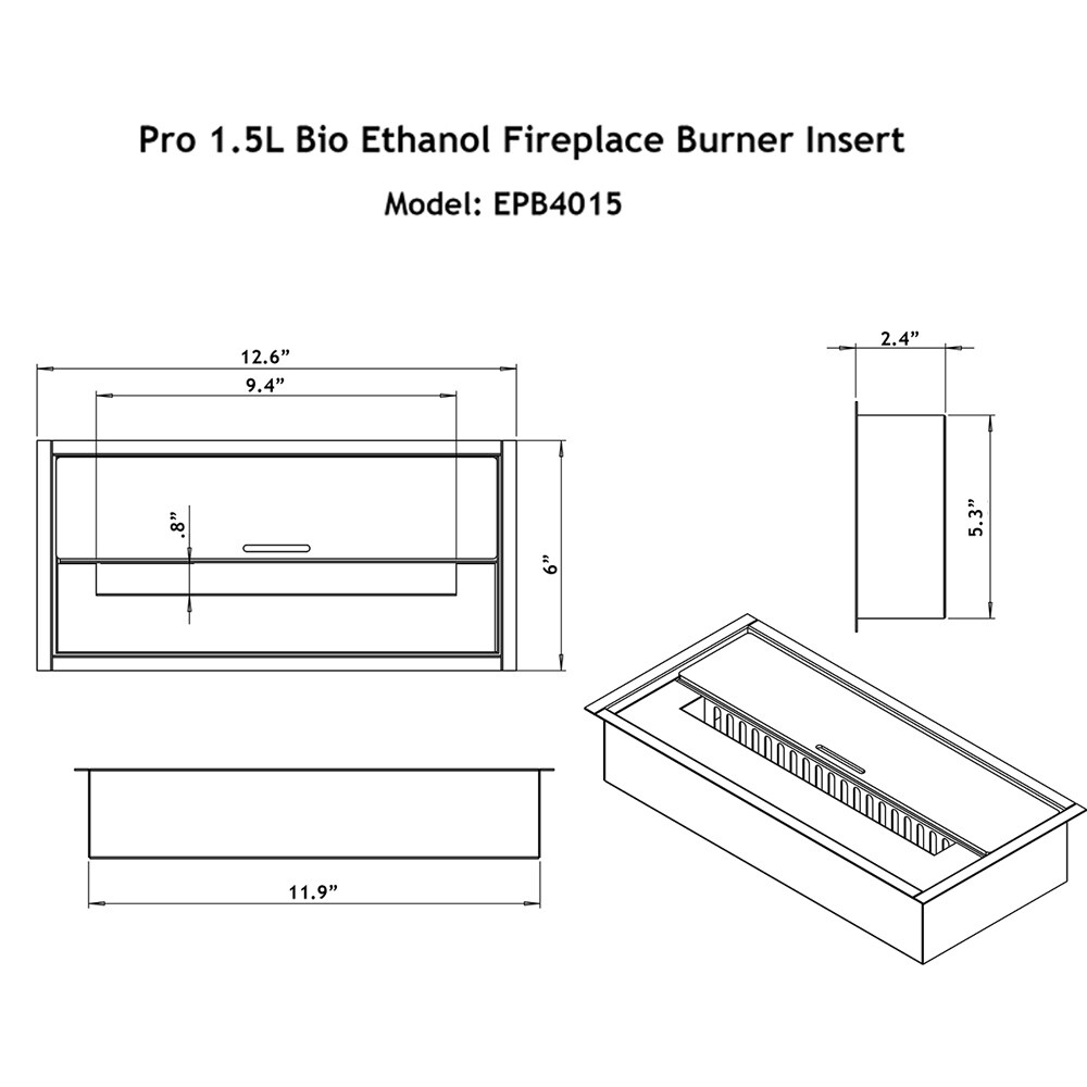 1.5L Indoor Outdoor Gel Fuel Ethanol Fireplace Burner Insert