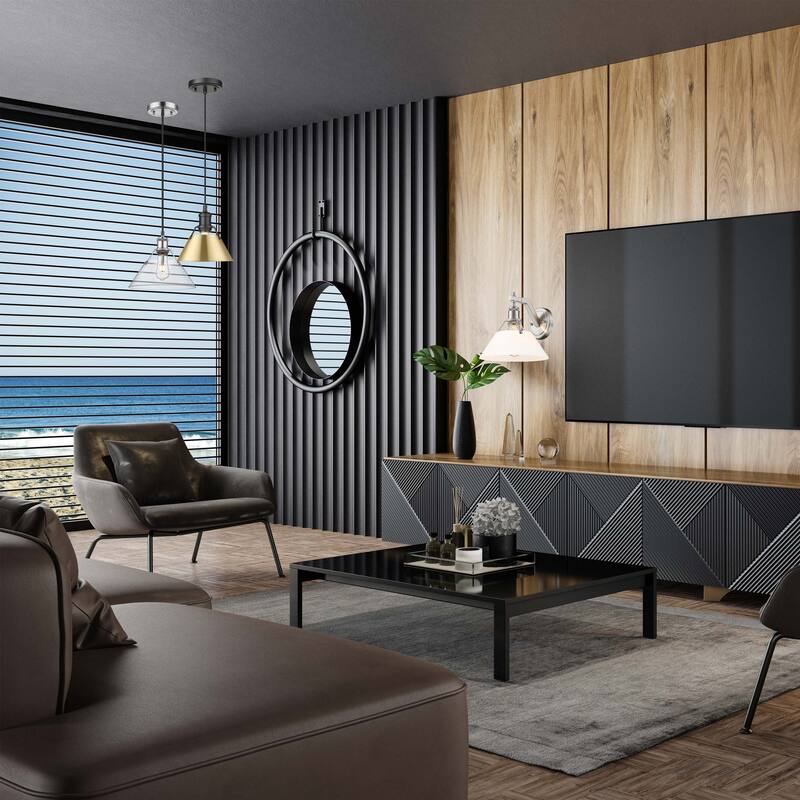 Orwell 7.5" Wide Small Pendant in Matte Black with Brushed Champagne Bronze