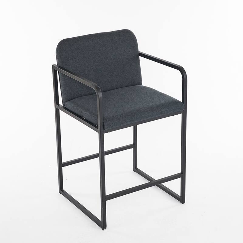 Bar Stools Set of 2, Counter Height Bar Stools with Padded Seat, Kitchen Island Chairs with Armrests and Metal Frame