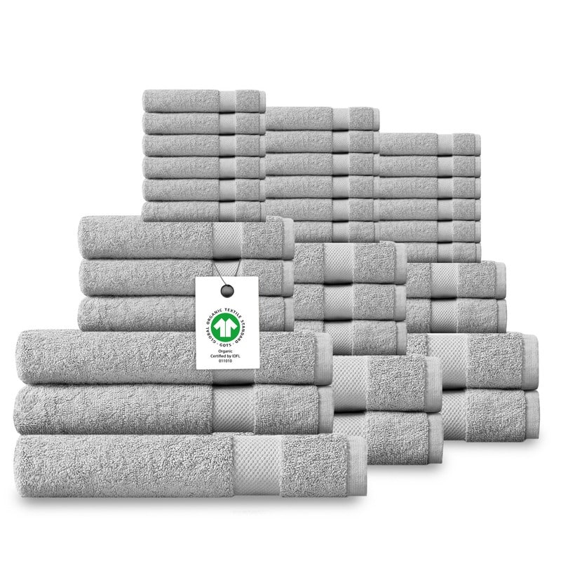 Delara Organic Cotton Luxuriously Plush Bath Towel 33 Piece Set |GOTS & OEKO-TEX Certified |650 GSM Long Staple|Soft & Quick Dry