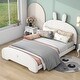 preview thumbnail 2 of 12, Full Size Upholstered Platform Bed with Cartoon Ears Shaped Headboard