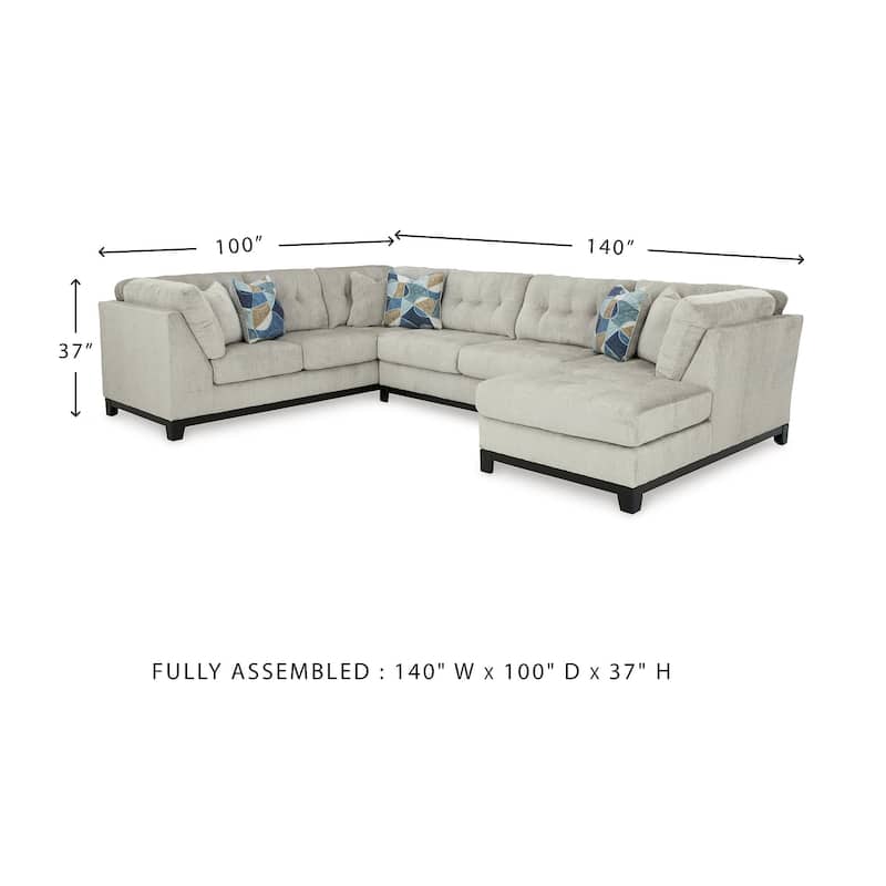 Signature Design by Ashley Maxon Place Light Gray 3-Piece Sectional with Chaise - 140" W x 100" D x 37" H