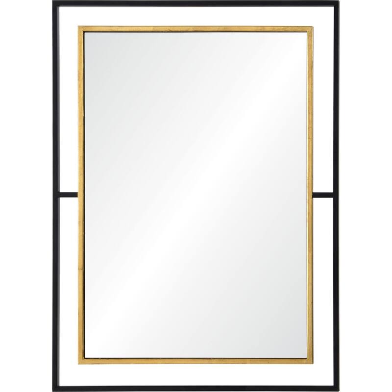 38" Black and Gold Framed Rectangular Wall Mirror