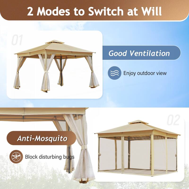 10x12 Outdoor Gazebo Tent with Double Roofs
