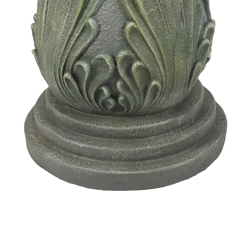 Weathered Green-Grey Cement Outdoor Accent Side Table - 21.7" H x 19.1" Diameter