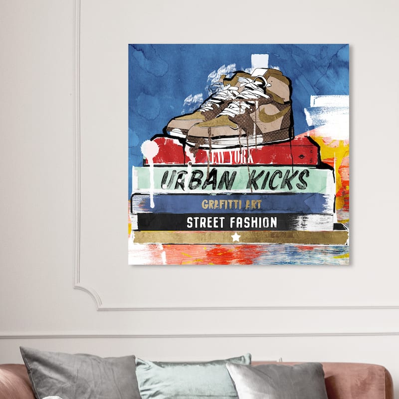 Wynwood Studio Fashion and Glam Street Books Blue and Glam Wall Art Canvas Print - 40 x 40