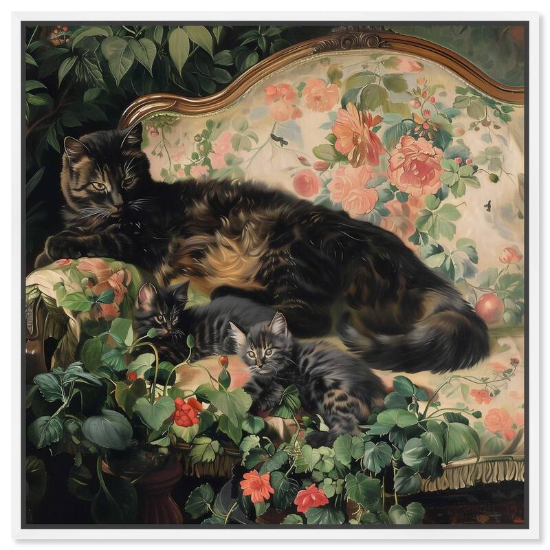 Lounging Cats II Canvas by Art Remedy - White - 30" x 30"