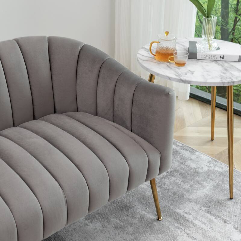 SEYNAR Velvet Upholstered Accent Chair and Loveseat Set