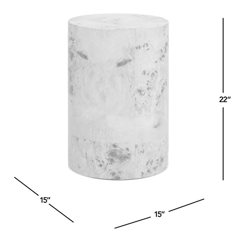 Nebula 22" Burl Wood Round Pillar Accent Side Table
