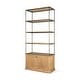 preview thumbnail 2 of 33, Baron Light / Dark Brown Wood w/ Antiqued Aged Brass Metal 2-Door / 4-Door Open Shelving Unit Brown - 2 Door