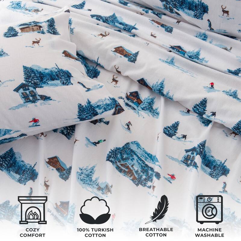 Linery & Co. Winter Turkish Cotton Double-Brushed Flannel Bed Sheet Set