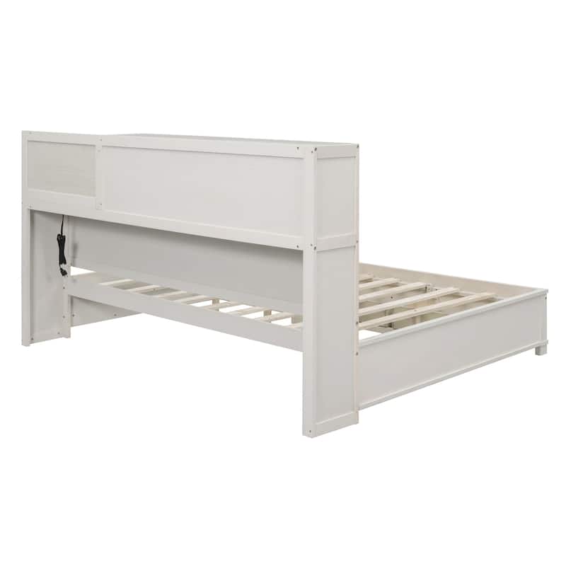 Full Size Wooden Daybed with 3 Storage Drawers & USB Ports