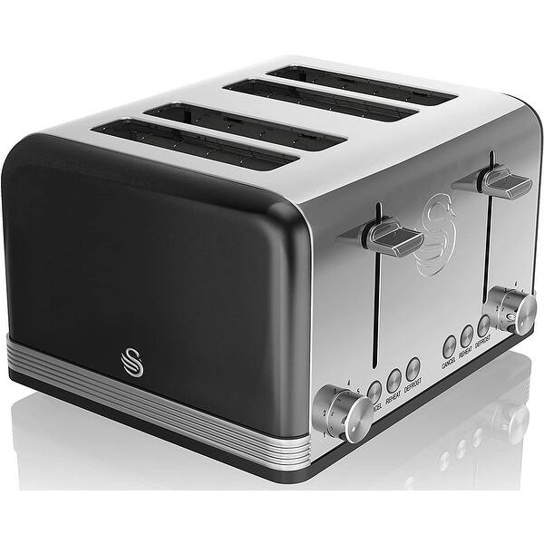 slide 2 of 5, Swan ST19020BN Retro 4 Slice Toaster, Black
