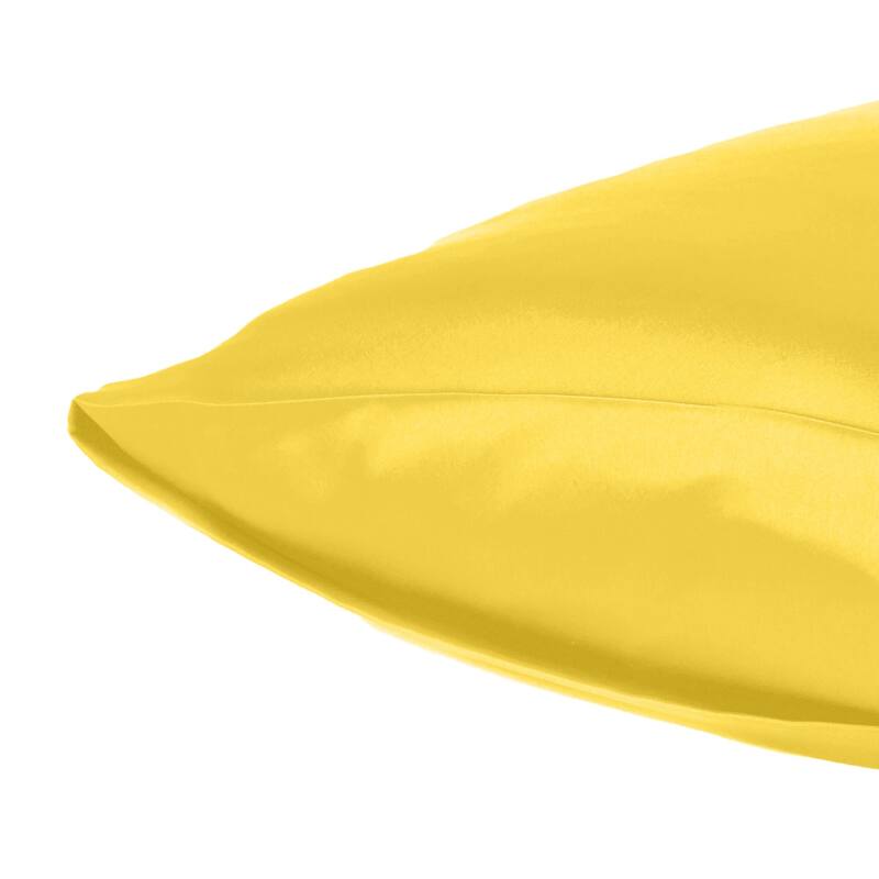 HomeRoots Lemon Dreamy Set Of 2 Silky Satin Queen Pillowcases