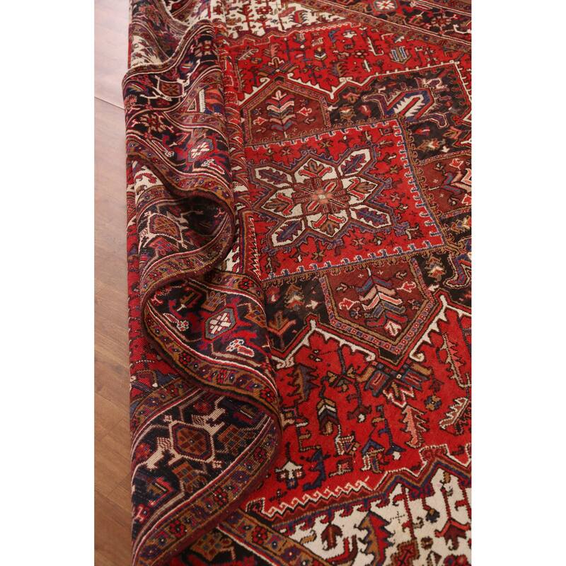 Hand Knotted Oriental 100% Wool Carpet Traditional Medallion Red Heriz Area Rug - 11' 0'' X 7' 6''