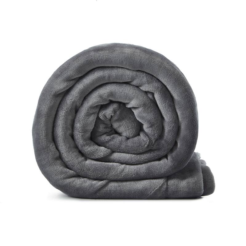 80" X 60" Light Gray Knitted Polyester Plush Throw Blanket
