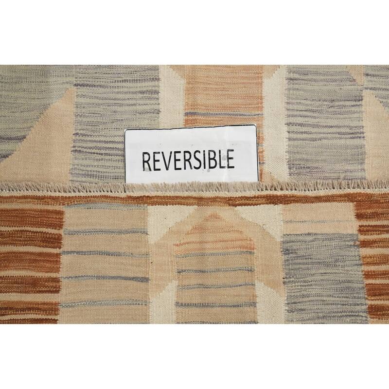 Hand Woven Oriental 100% Wool Carpet Southwestern Modern Beige & Ivories Kilim Area Rug - 6' 3'' X 4' 0''
