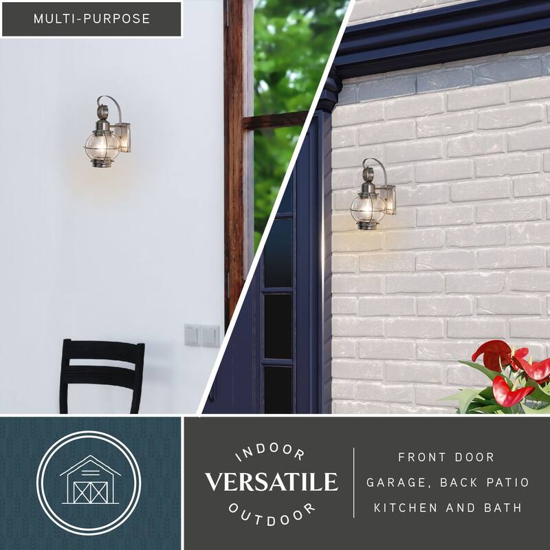 Chatham 1-light Brushed Nickel Coastal Outdoor Wall Lantern - 6.5-in W x 12-in H x 7.25-in D