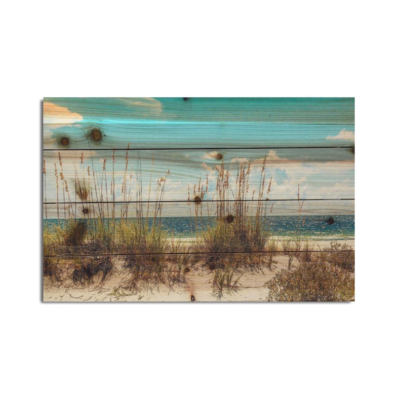 "Beach Sand Dunes" Photograph Print on Planked Wood Wall Art