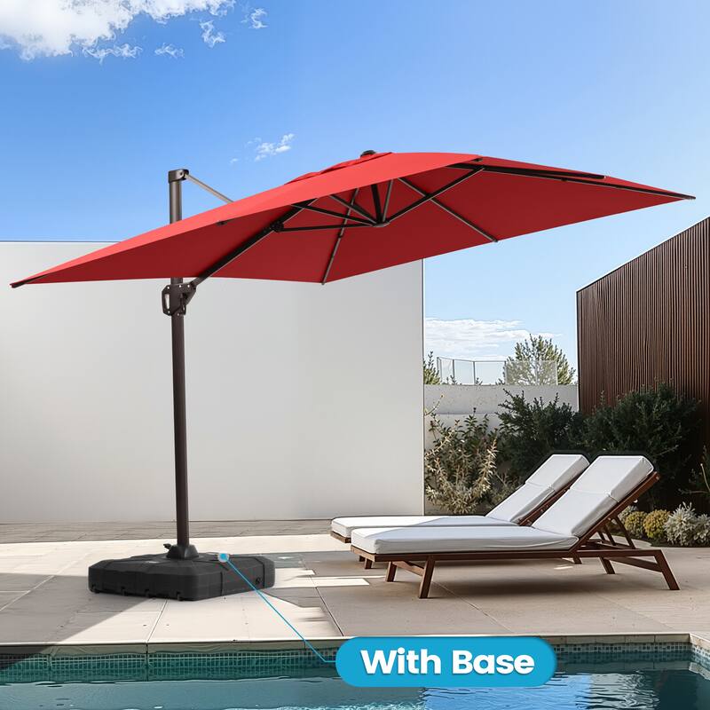 Outdoor 11 x 9 FT Patio 360 Degree Rotation Cantilever Umbrella with Base