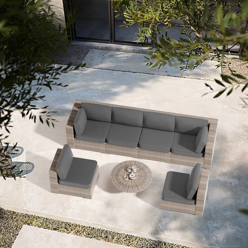 14-Piece Patio Furniture Sofa Cushions, 6-Seater Outdoor Cushion Set (Only Include Cusions，Not Sofa） - 25.6*25.6*4in