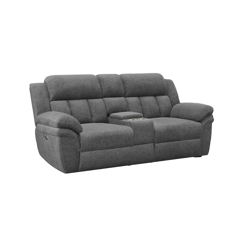 Diko 86 Inch Power Recliner Loveseat, Cupholders, Storage Console, Gray