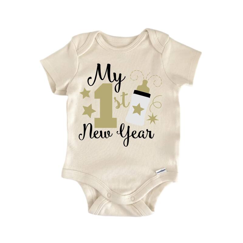 My 1st New Year - Baby Boy Girl Clothes Infant Bodysuit Funny Cute - Blue - 0-3M