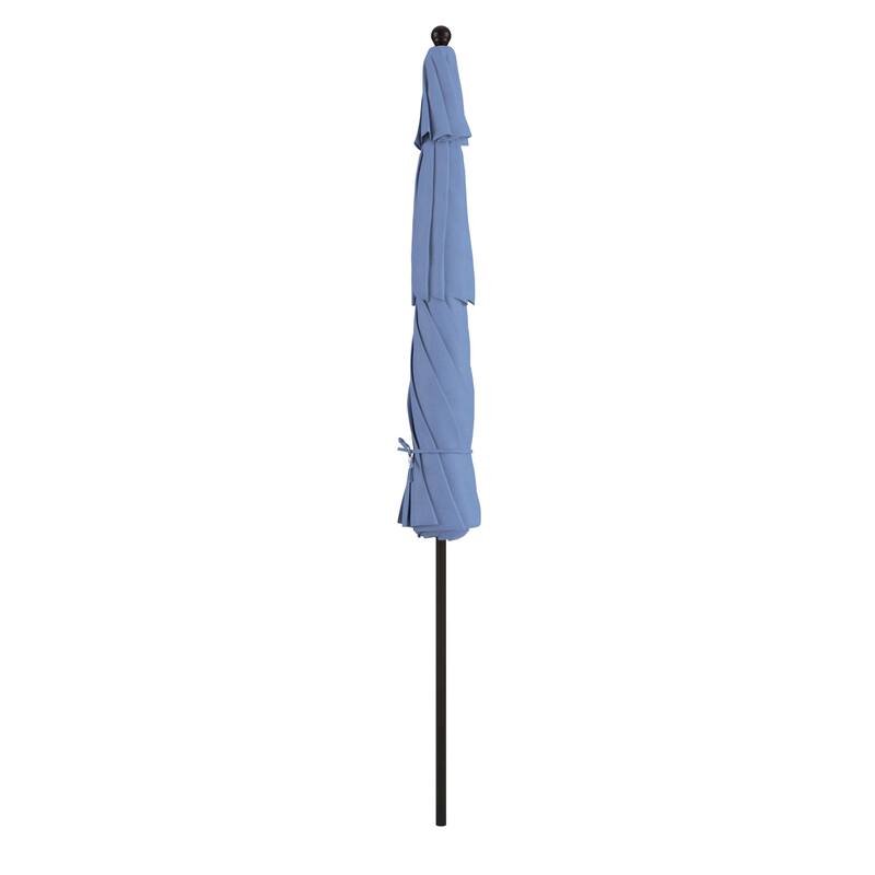California Umbrella 11' Venture Series Patio Umbrella, Bronze Aluminum Pole Fiberglass Ribs Pulley Lift, Pacifica Pacific Blue