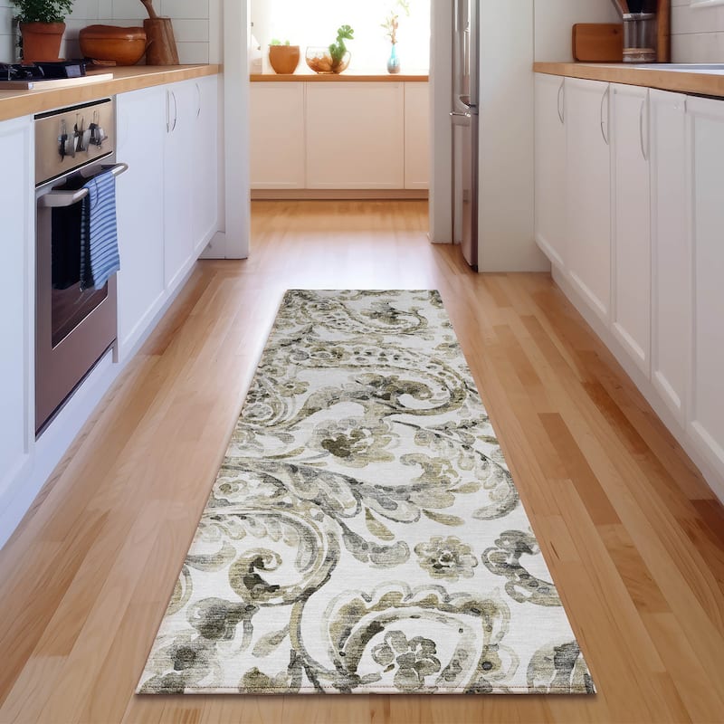Premium Washable Super Soft Modern Paisley Mayfield Rug - Brown - 2' 3" x 7' 6" - Runner