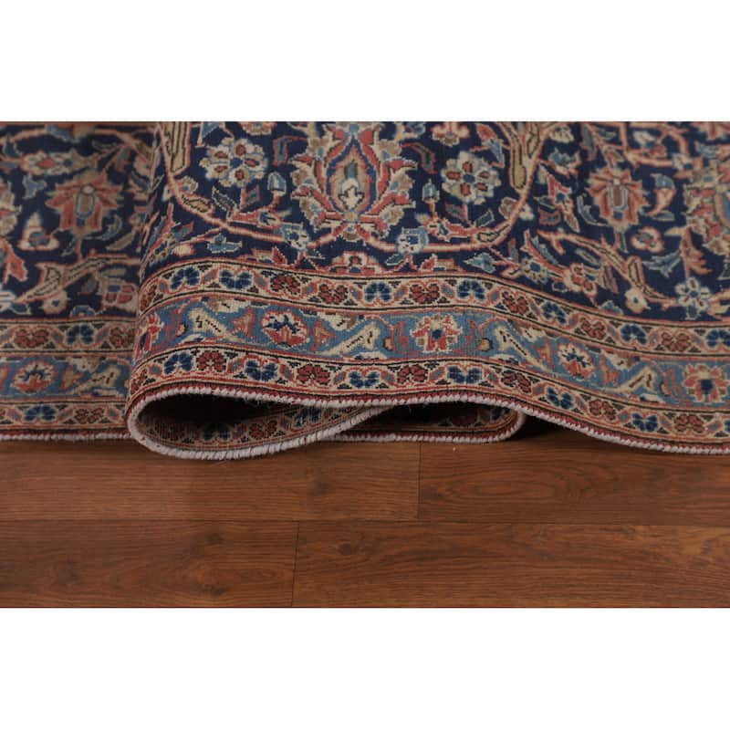 Traditional Kashan Large Persian Vintage Rug Hand-Knotted Wool Carpet - 10'2"x 14'0"
