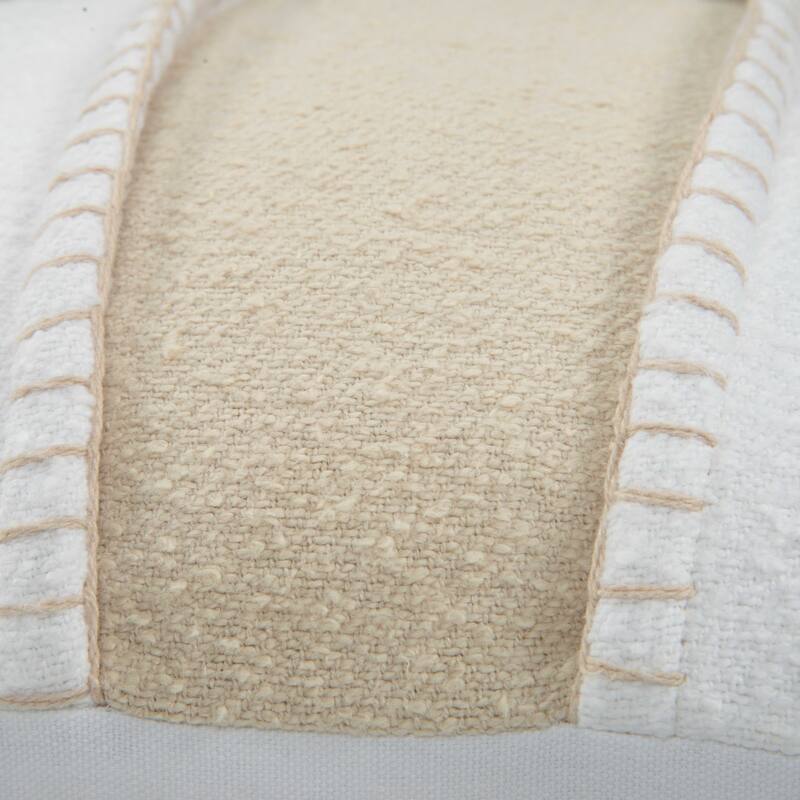 Rizzy Collection Beige and Ivory Stripe Modern Lumbar Throw Pillow