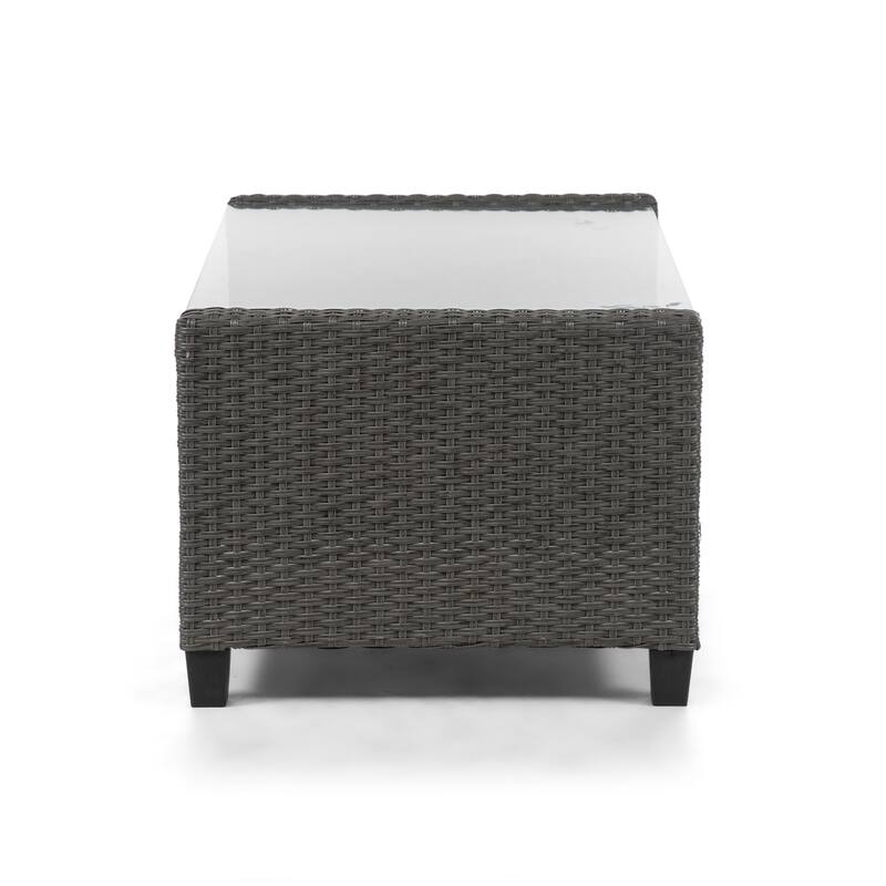 Alaya Modern Wicker and Glass Top Outdoor Coffee Table by M&L Co.