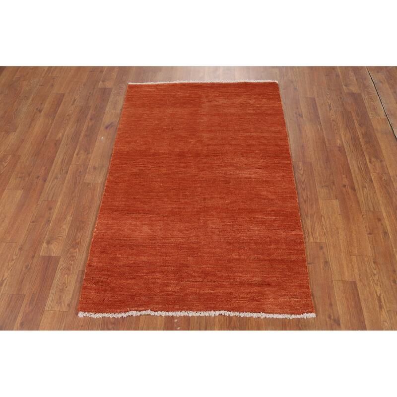 Orange Gabbeh Modern Foyer Rug Hand-Knotted Wool Carpet - 2'8"x 4'0"