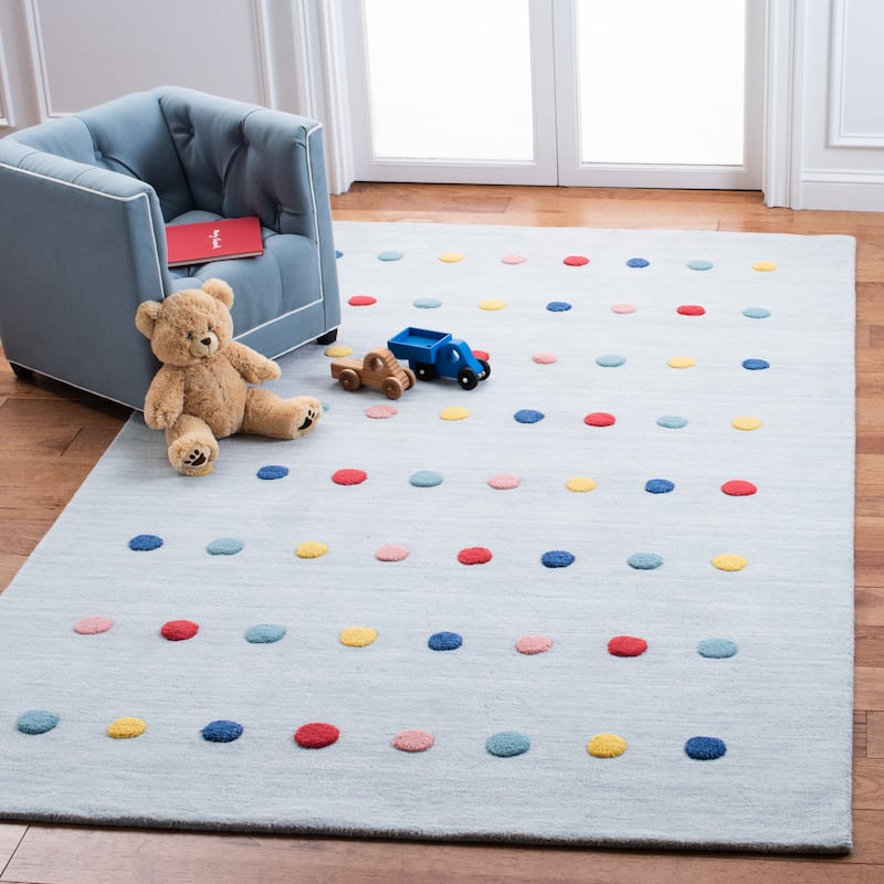SAFAVIEH Kids Jayshree Polka Dot Wool Rug - 5' x 8' - Grey - Rectangle