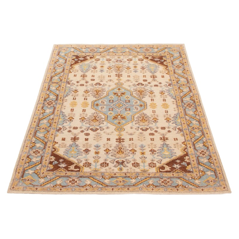 ECARPETGALLERY Hand-knotted Jules Serapi Cream Silk, Wool Rug - 5'2 x 7'8
