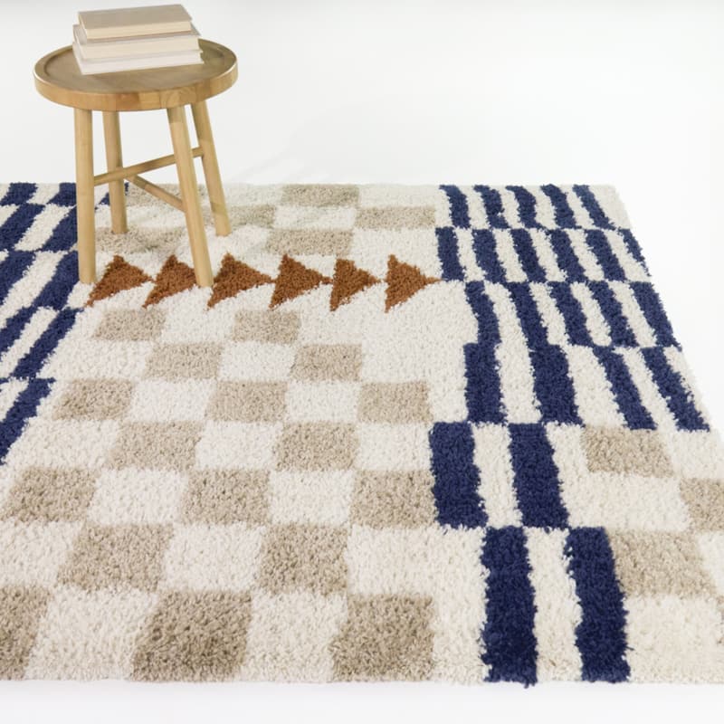 Cole Geometric Moroccan Area Rug - Navy - 7'10" x 10'