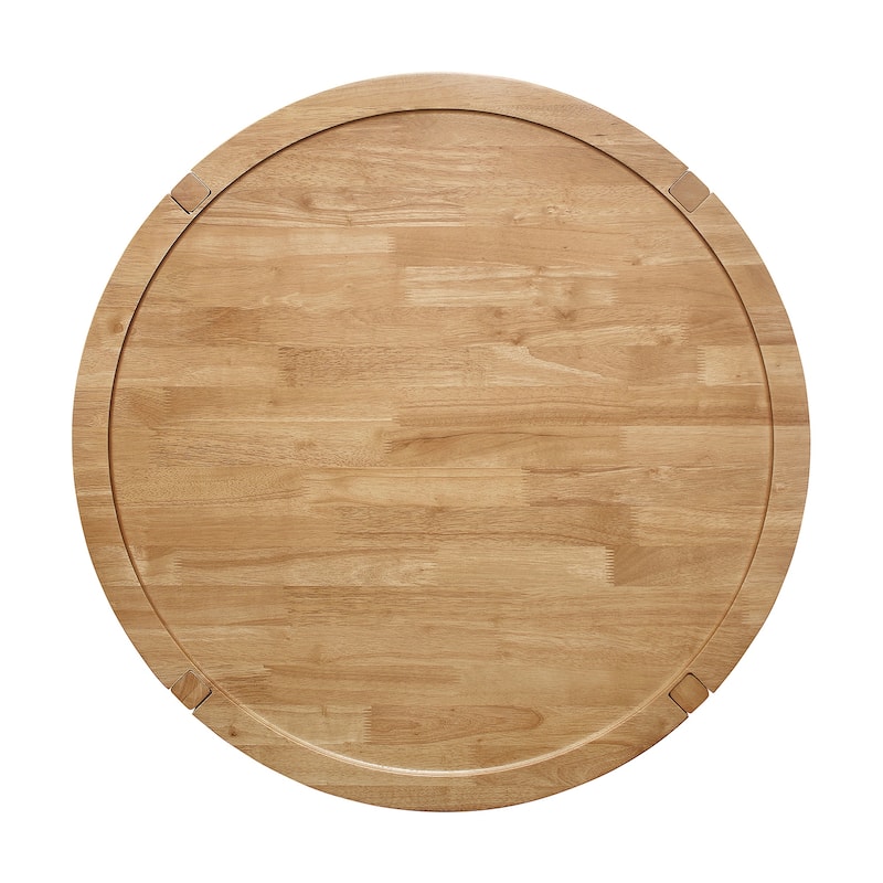 2-piece Round Wooden Coffee and End Table Set in Maple - 2 Piece