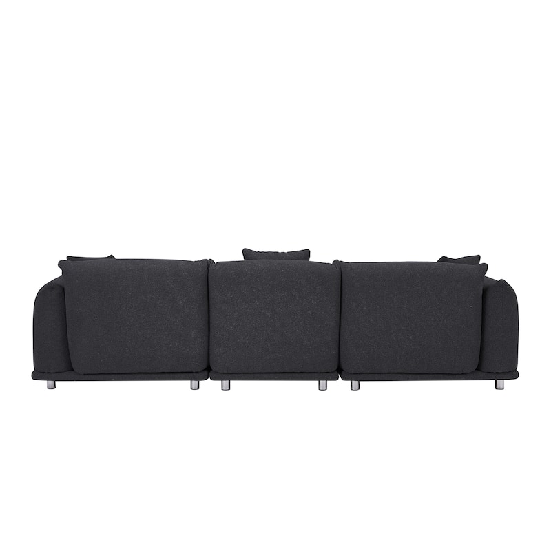 Modern 111" Oversized 3-seater Sofa with Metal Legs and Solid Wood Frame for Living Room