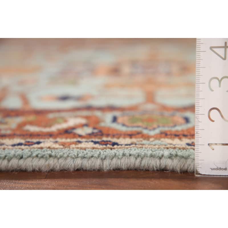 Hand Knotted Oriental 100% Wool Carpet Traditional Floral Navy Blue & Blues Heriz (serapi) Area Rug - 5' 0'' X 3' 0''