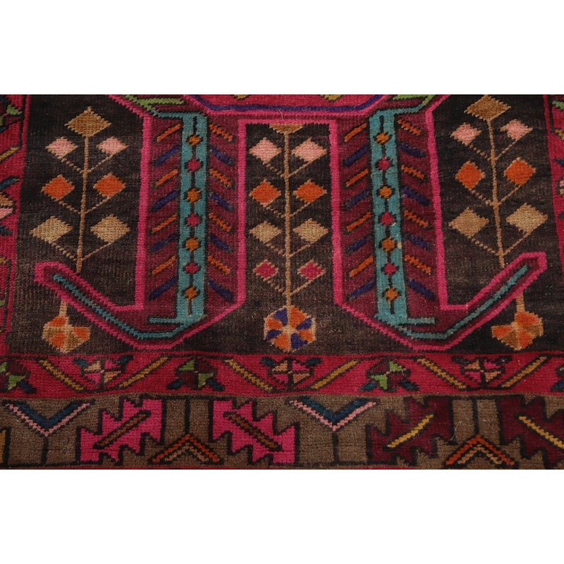 Hand Knotted Oriental 100% Wool Carpet Traditional Tribal Pink Ardebil Runner Rug - 9' 8'' X 3' 6''