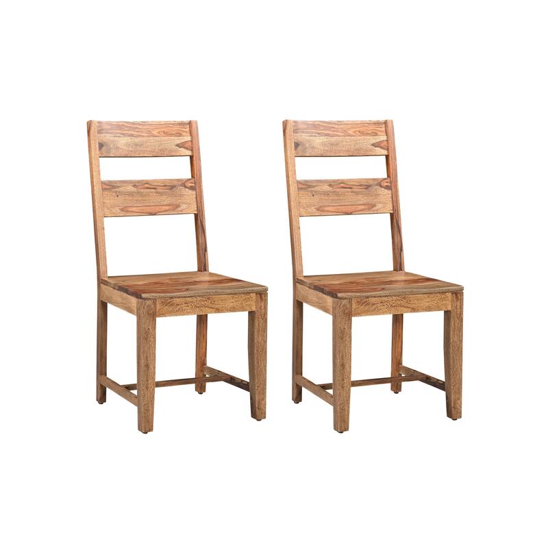 HomeRoots Set of Two Brown Solid Wood Ladder Back Dining Side Chairs - 18 in. x 39 in. x 18 in.