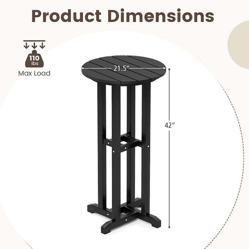 Gymax 21.5'' Round Bar Table Patio HDPE Bar Height Dining Table w/