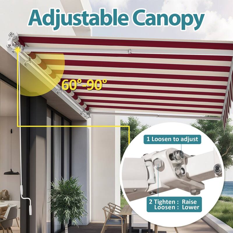 MCombo13x8Feet Manual Retractable Patio Door Window Awning Sunshade Shelter Outdoor Canopy