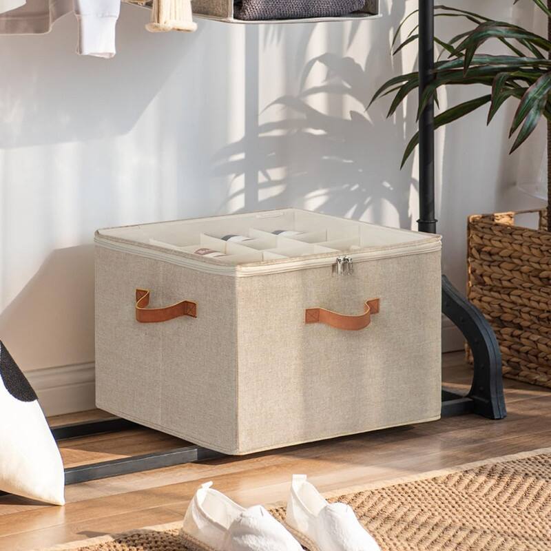 Shoe Organizer,Adjustable Dividers & Clear Cover